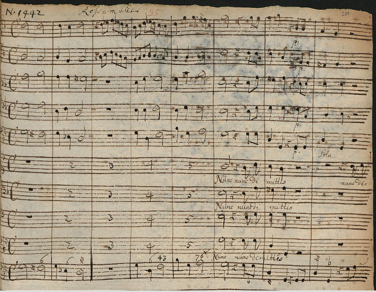 Nunc dimittis (Johann Rosenmüller) - Seite 1 der Handschrift der Slg Österreich-Bokemeyer